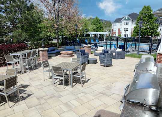 Outdoor Grilling Area and Fire Pit at Bristol Station, Illinois