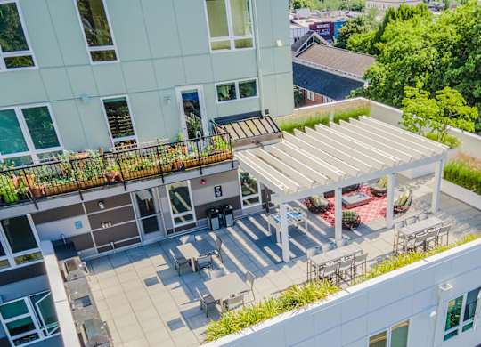 outdoor patio area in sunlight