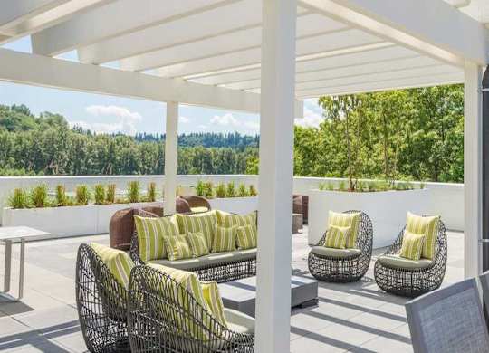Under arbor on patio amenity