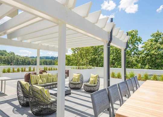 rooftop sitting area on outdoor patio
