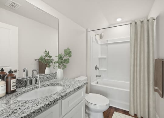 a bathroom with a sink and a toilet and a shower