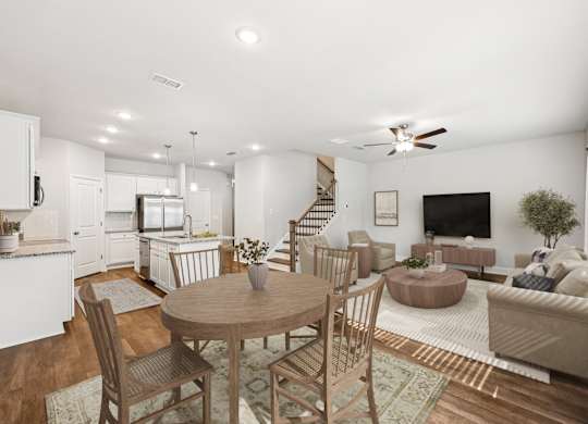 A refined living area offering a graceful view of the home’s living and dining space