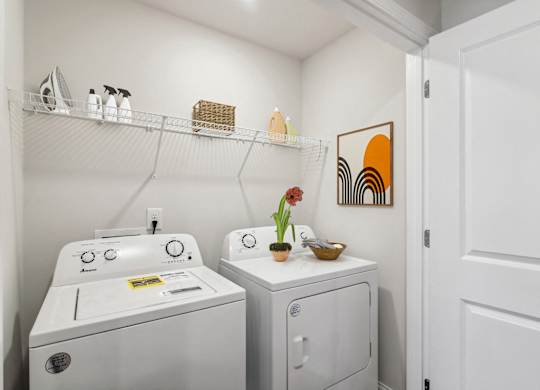 Full size washer and dryer in every home.