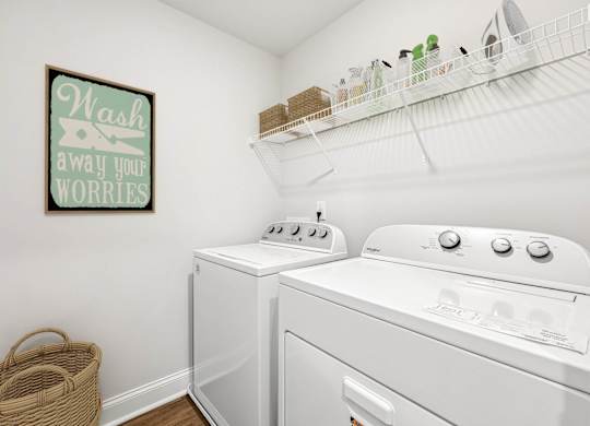 Full size washer and dryer in every home.