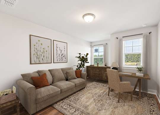View of the living room area featuring an open concept.
