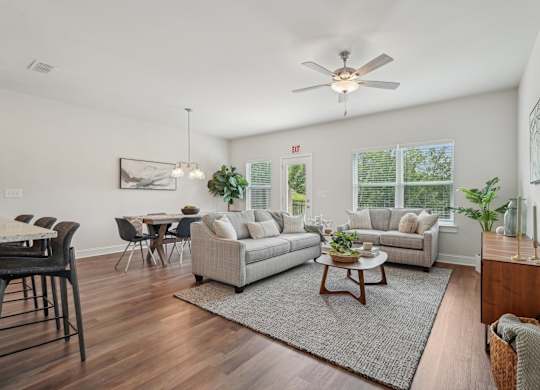 A refined living area offering a graceful view of the home’s entryway.