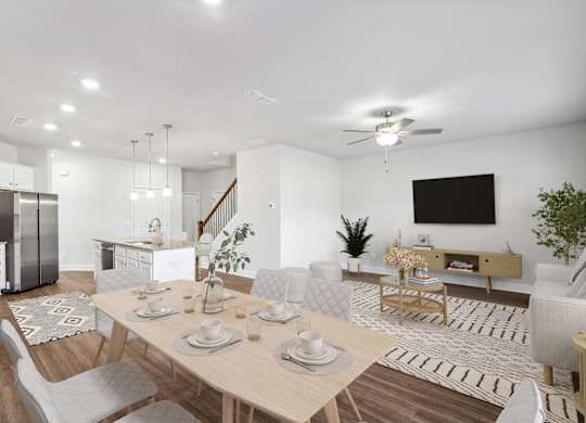 A refined living area offering a graceful view of the home’s living and dining space