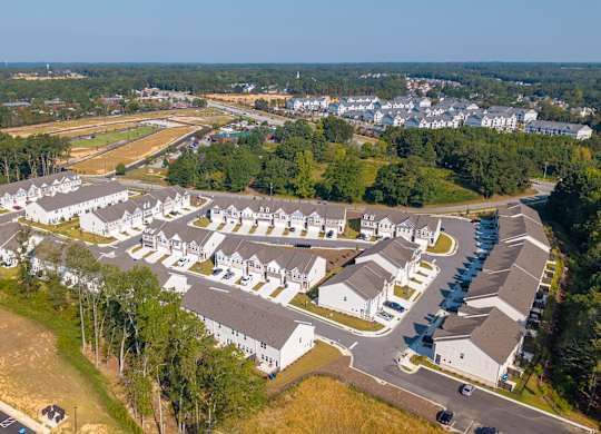 Bird’s-eye view showcasing the full layout of the community.