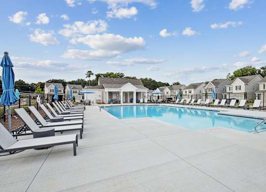 our apartments have a resort style pool with lounge chairs
