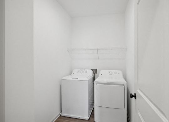 Full size washer and dryer in every home.