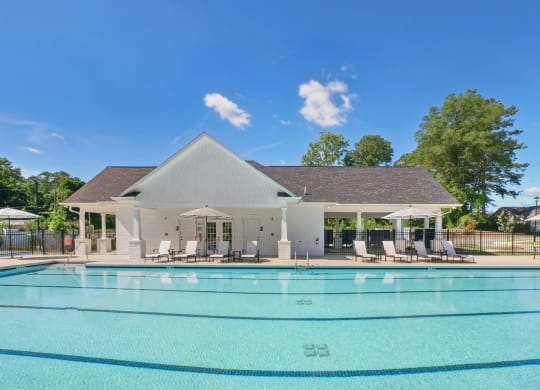 the pool at the club house at the preserve apartments