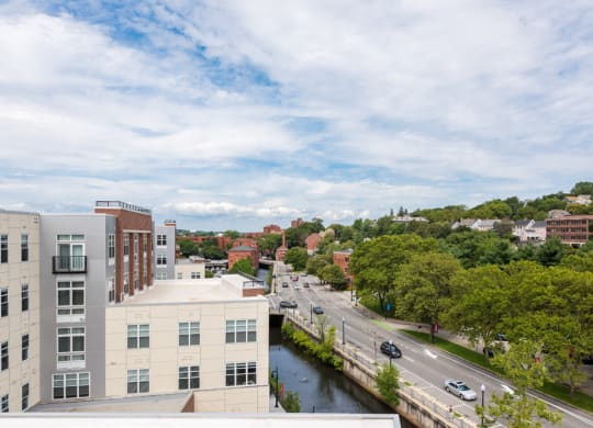 view from rooftop of riverwalk