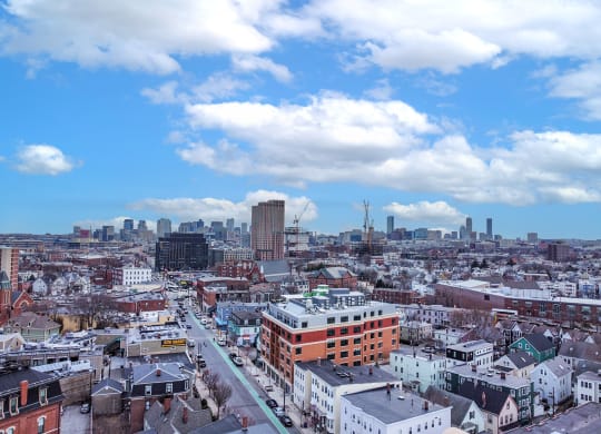 an aerial view of philadelphia with a blue sky and white cloudsat Union 346, Somerville Massachusetts