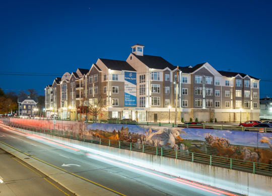 night view of Station Square from Mansfield station
