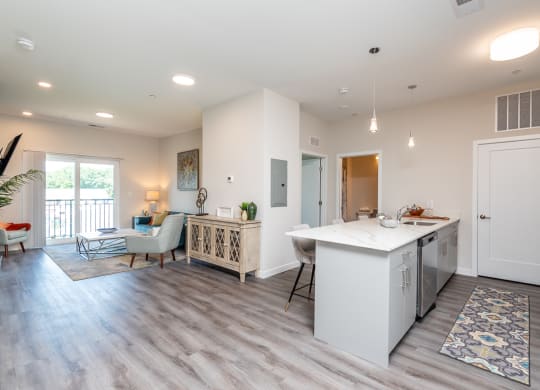 Millside in canton heritage park one bedroom apartment kitchen and living room