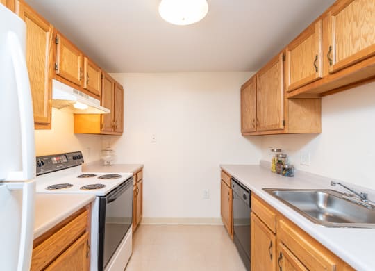 Two bedroom kitchen with oven dishwasher and range