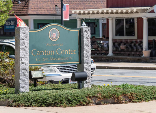 Canton Center Downtown welcome sign