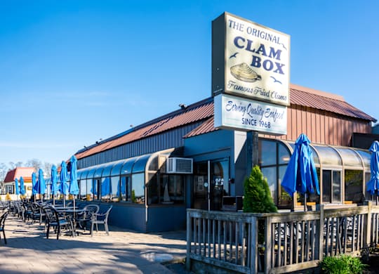 The Clam Box restaurant has been serving fresh seafood since 1968.
