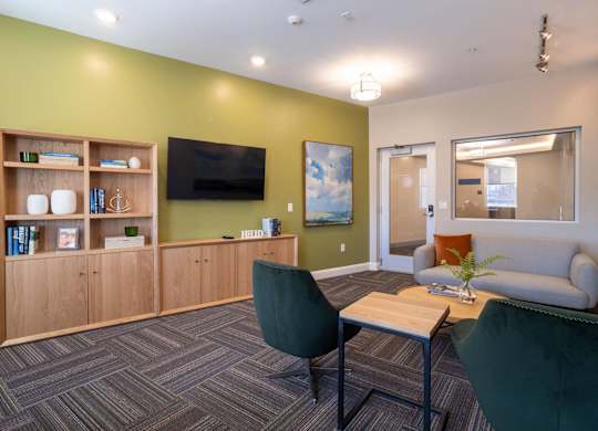 The community cyber lounge / cafe with seating and tv