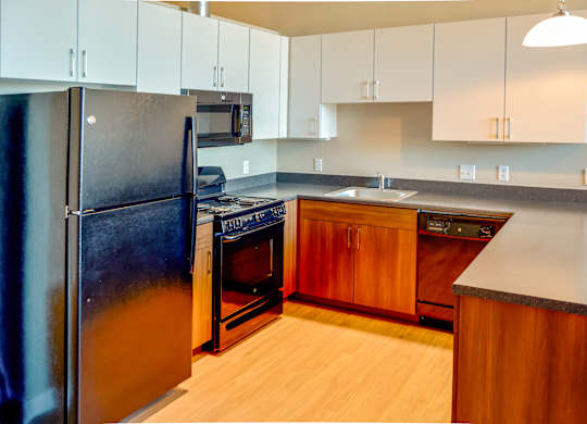 Kitchen at Mass Mills Apartments Lowell