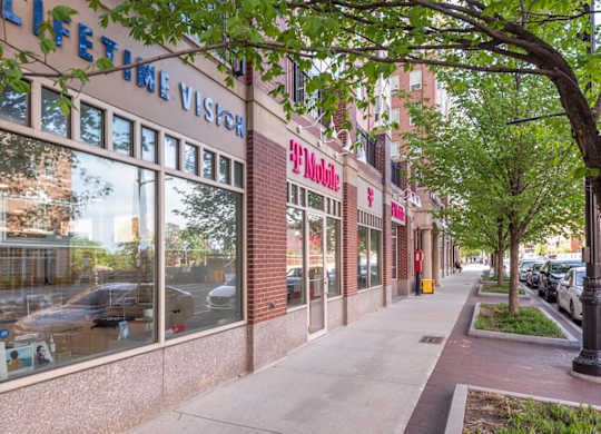 Street view of the  businesses in the building