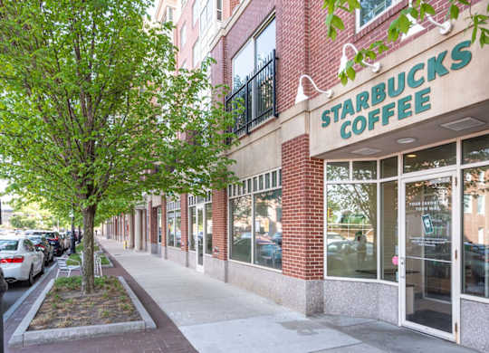 Street view of the businesses in the building.