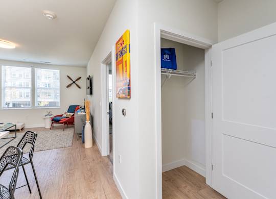 A hallway closet by the kitchen in an apartment at the Mastlight.