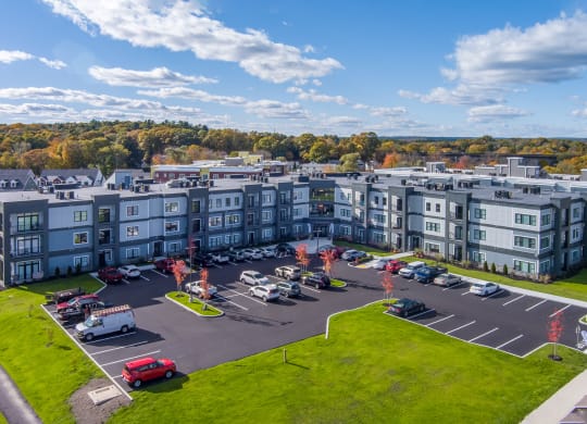 Millside aerial shot from front on apartment community