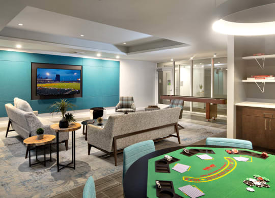 a room filled with furniture and a flat screen tv