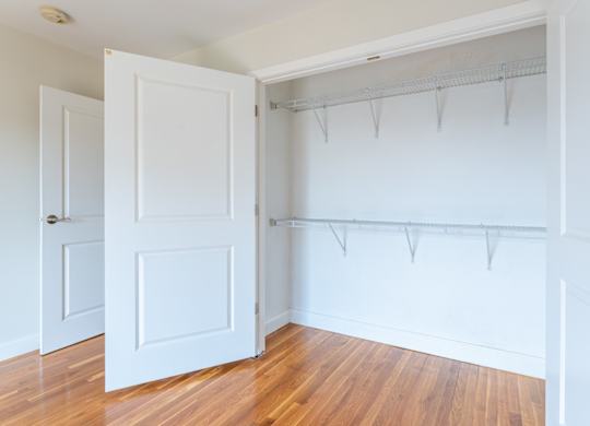 Large closet with shelving at quincy commons