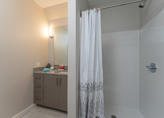 redbrook model apartment and shower