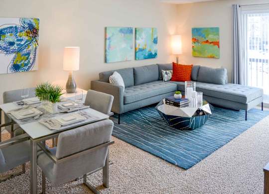Weymouth Commons Model living room and dining room
