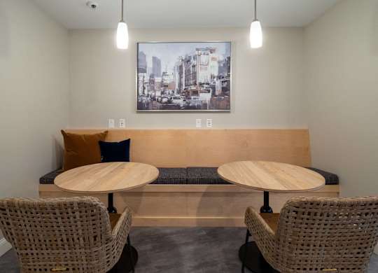 Work from home space with tables and bench seating
