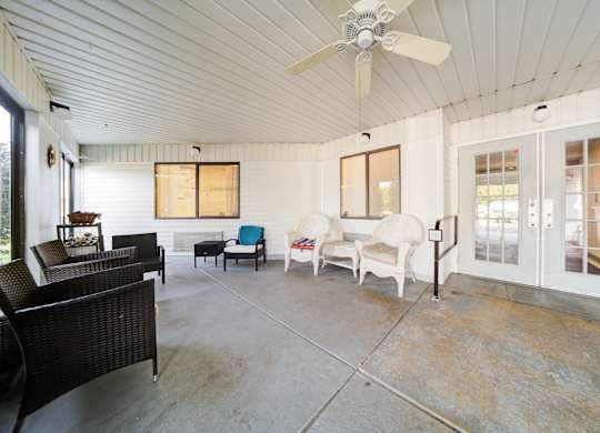 Patio at Home at Edinlake Apartments, Edinboro, PA