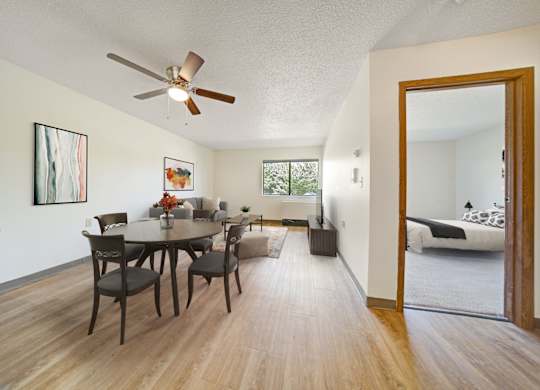 Dining and Living Room at Edinlake Apartments, Edinboro, PA
