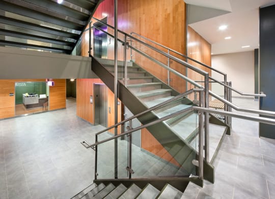 Renovated Staircase For Resident Usage Wilber School Apartments.