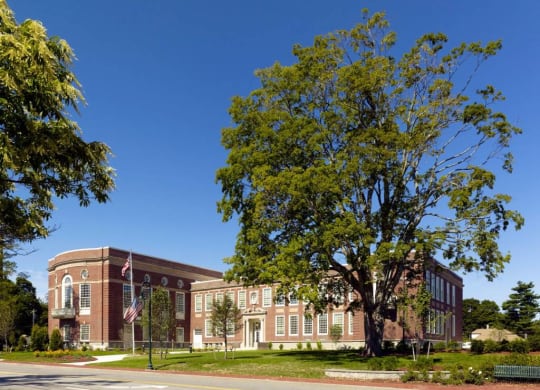 Wide Shot of Outdoor Landscaped Space Wilber School Apartments at Sharon, Massachusetts, 02067