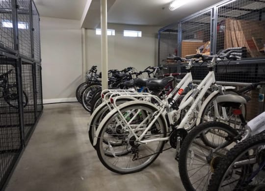 Spacious Bike Storage For Residents Usage At Wilber School Apartments, MA