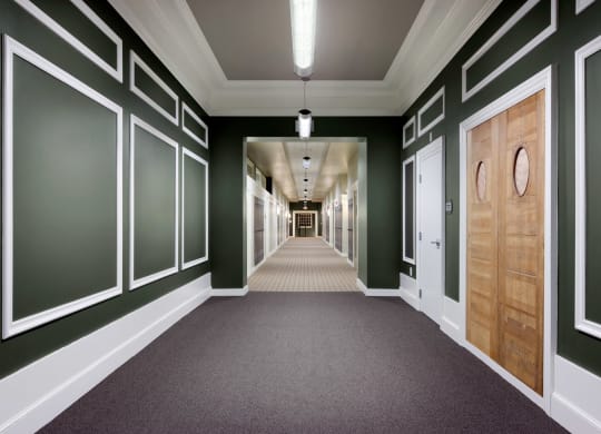Grand Hallway at Wilber School Apartments, Massachusetts, 02067.