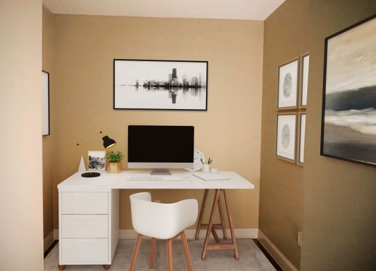 Office Space with Monitor And Desk Wilber School Apartments.