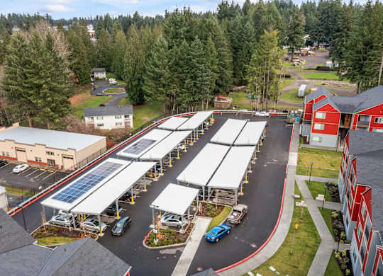 an aerial view Carports