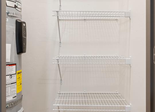 Storage closet with shelving