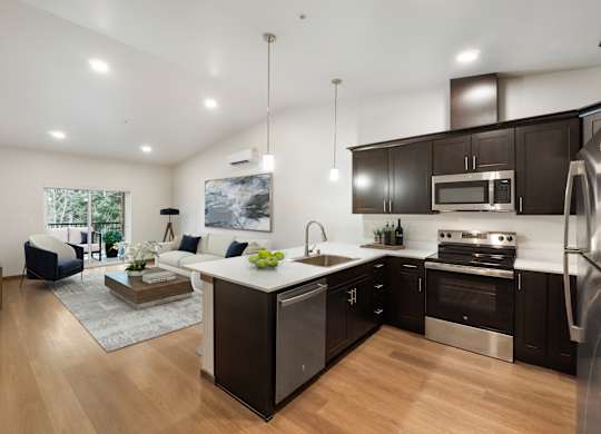 Red Cedar Furnished Kitchen and Living