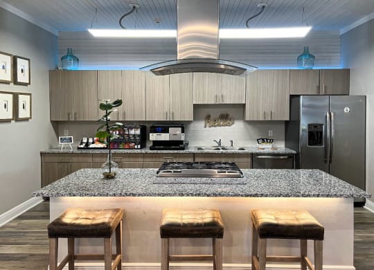 Grand Clubhouse Kitchen at The Met Apartment Homes, Hattiesburg, MS, 35402