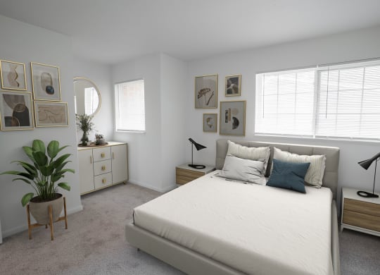 Beautiful Bright Bedroom With Wide Windows at Arbor Pointe Townhomes, Michigan