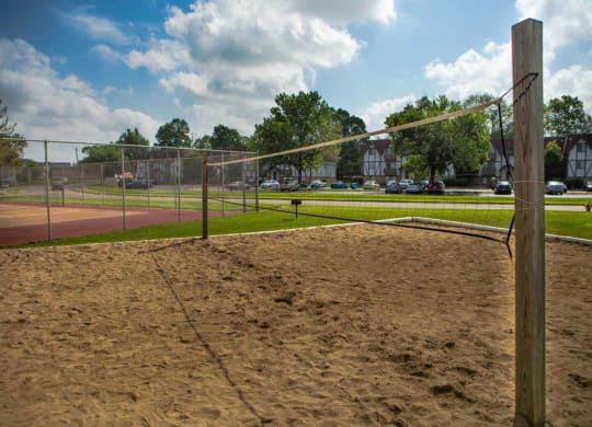 Outdoor sand volleyball court  at Camelot East Apartments, Ohio