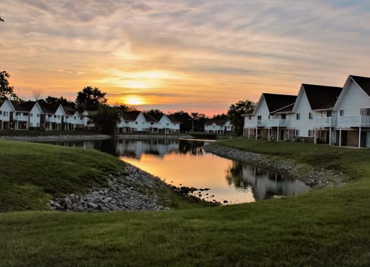 Beautiful sunset lakeview at Waterstone Place Apartments in Indianapolis, IN