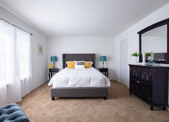 Large Master Bedroom at The Lodge Apartments, Indianapolis, IN, 46205