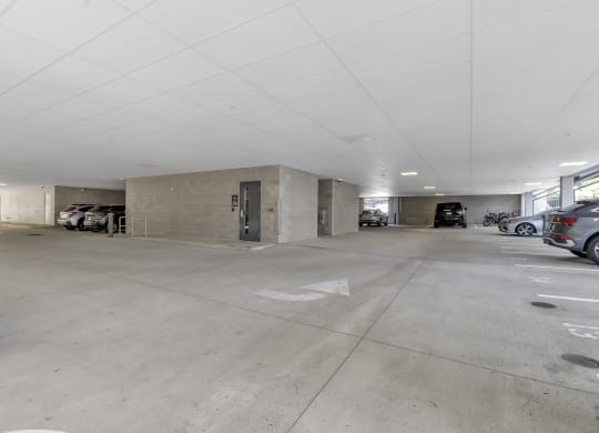 the parking garage at the top of the building is filled with cars at Nineteen North, Buffalo, NY, 14202
