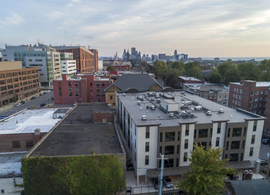 the view of the city from the roof of a building at Nineteen North, Buffalo, NY